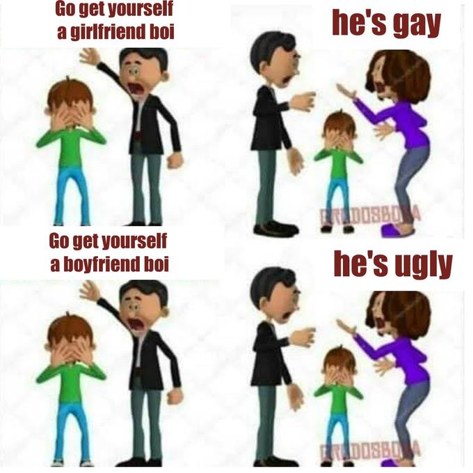 he's ugly Go get yourself a girlfriend boi he's gay ADOSBOA Go get yourself a boyfriend boi he's ugly RADOSBOA