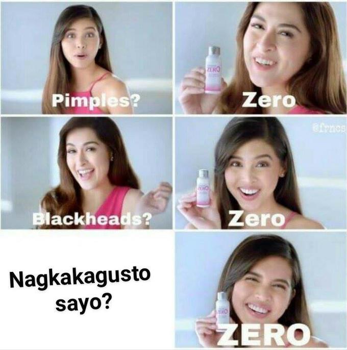 Nagakakagusto sayo 6 panel comic showing two women talking back and forth with one asking questions and the other answering zero to all of them